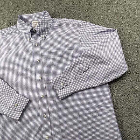 Brooks Brothers Shirt Adult Size 16.5 - 35 Check Button Up Long Sleeve Casual - Picture 4 of 13